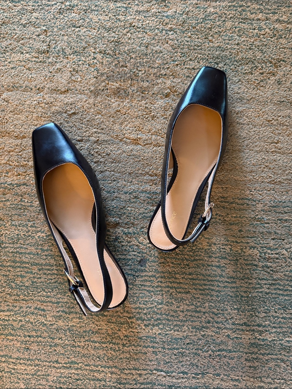 Women’s Black Slingback Square-Toe Flats size 6 Quince nwot